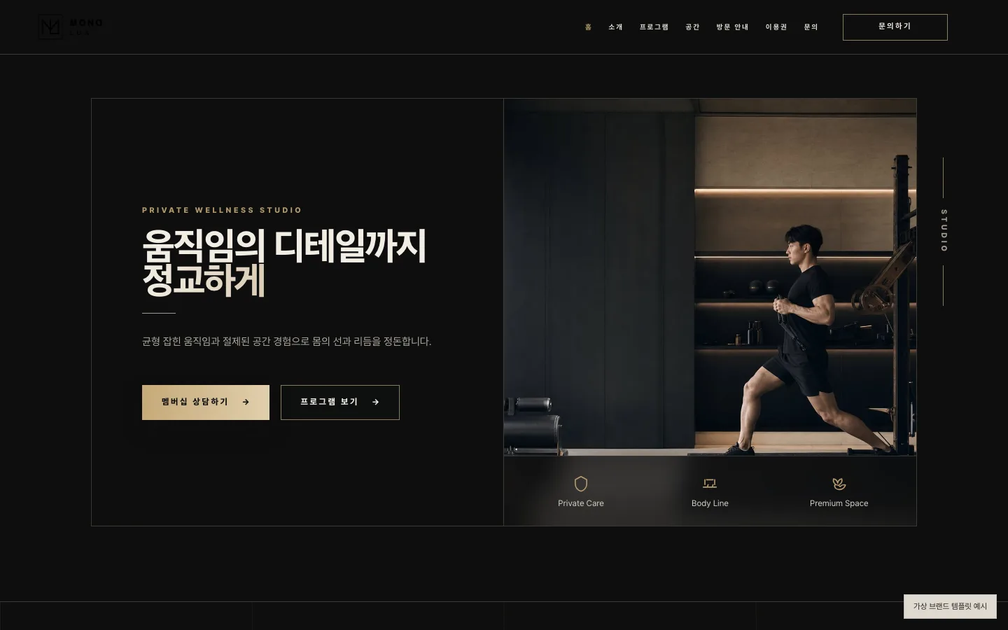 모노 럭스 템플릿 첫 화면
